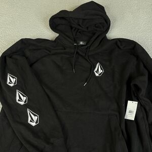 Volcom Stone Hoodie Mens XL Black Sweatshirt Sweater Pullover Surf Skate Logo